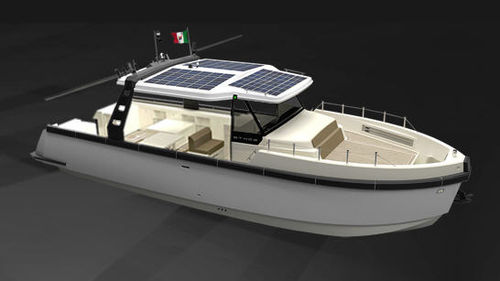 Barco cabinado electrosolar - EC 30 FISHING - ETHOS - híbrido / open / de pesca deportiva