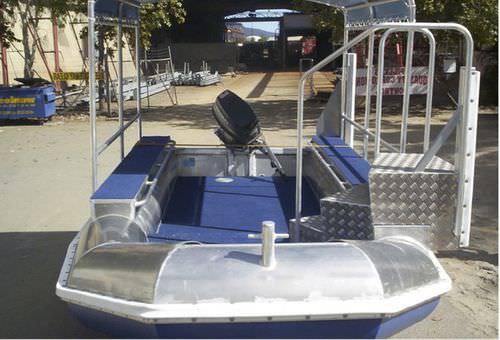 Barco profesional barco utilitario - PONTOON ALLOY DUCK - English Engineering - fueraborda / de aluminio