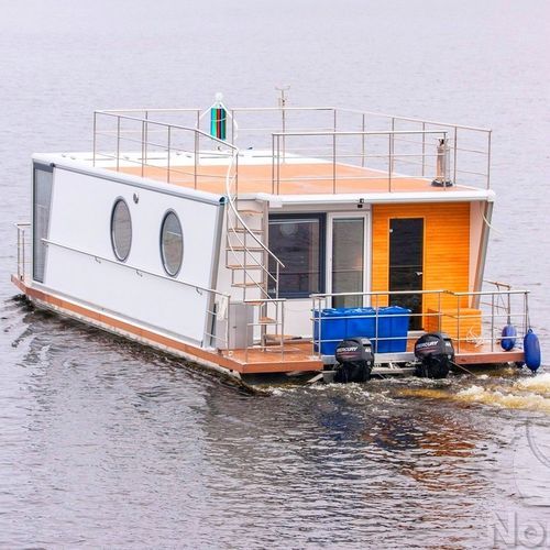 Barco casa fueraborda - Nordic40 / Evo42 - HOUSEBOAT - bimotor / con doble cubierta solar / de aluminio