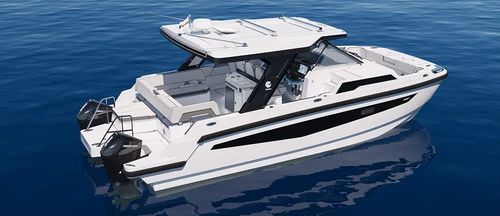 Barco cabinado catamarán - 35  - AQUILA - fueraborda / bimotor / escalonado