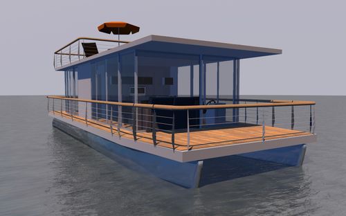 Barco casa catamarán - DIY - Waterbus S.C. - fueraborda / 12 personas máx.