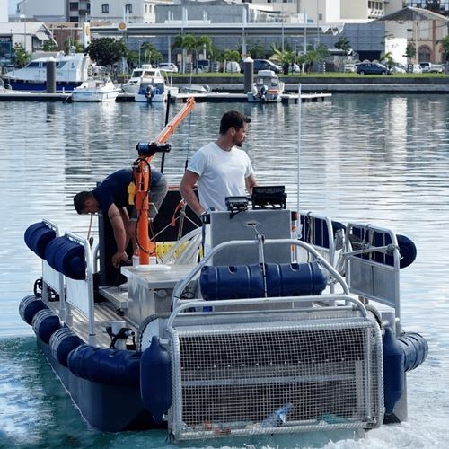 Barco profesional gabarra de trabajo - ECOBARGE - Multi-service - AZURETREND | ECOTANK | EMERGENSEA | MONAWA - gabarra de recuperación de residuos / gabarra anticontaminación / gabarra de bombeo de aguas residuales