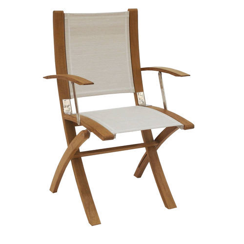 Silla estándar para barco - COAF094T16_White - Eurodesign - plegable / con reposabrazos / de teca