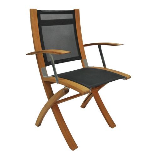 Silla estándar para barco - COAF094T16_Black - Eurodesign - plegable / con reposabrazos / de teca