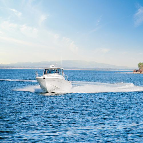 Barco de motor de pesca-paseo fueraborda - BONITO 32 OB - MERCAN YACHTING - bimotor / con hard-top / de fibra de vidrio