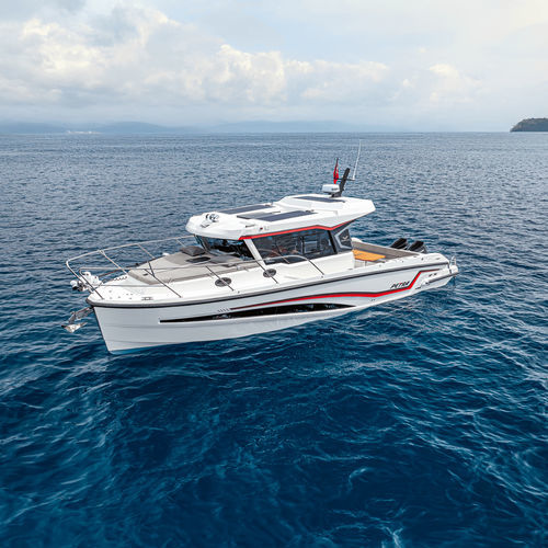 Barco cabinado fueraborda - PETRA SF-39 - MERCAN YACHTING - bimotor / con hard-top / para pesca submarina
