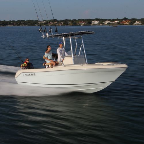 Barco open fueraborda - 196 RX  - Release Boats - con consola central / para la pesca / con T-top