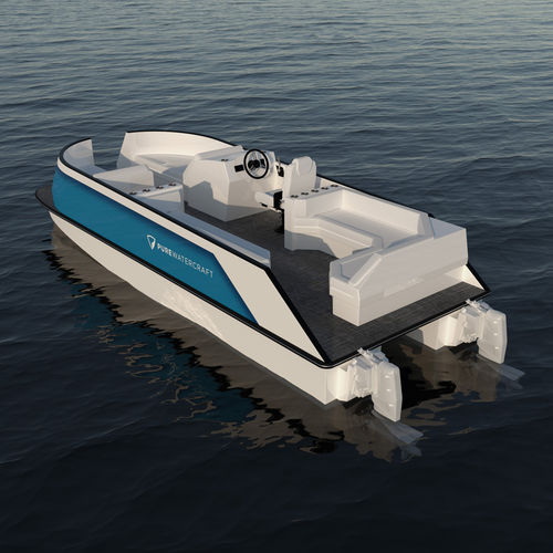 Barco pontón fueraborda - Pure Watercraft - eléctrico / bimotor / open