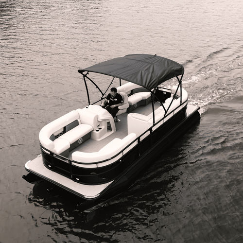 Barco pontón fueraborda - WX TRITOON - Vision Marine Technologies - eléctrico / tri-tube / open