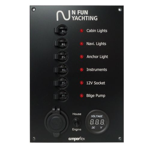 Panel eléctrico para barco - BS06HUVS - amperflex - de corriente / LED / con puerto USB