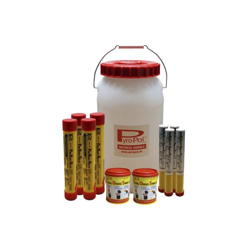 Botiquín de emergencia para barcos : navegación de altamar (luces de mano, fumígenos de mano, cohetes de emergencia) - 2-1308500 - PyroPol GmbH