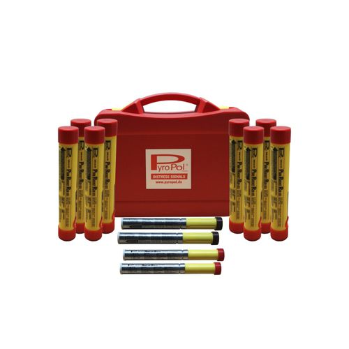Botiquín de emergencia para barcos : navegación de altamar (luces de mano, fumígenos de mano, cohetes de emergencia) - 2-1308400 - PyroPol GmbH