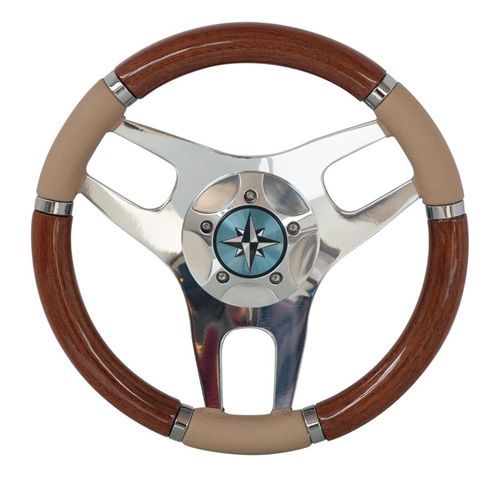 Volante para barco de motor de madera - ALBA W-L - Ros Industrie srl - forro de cuero / tradicional