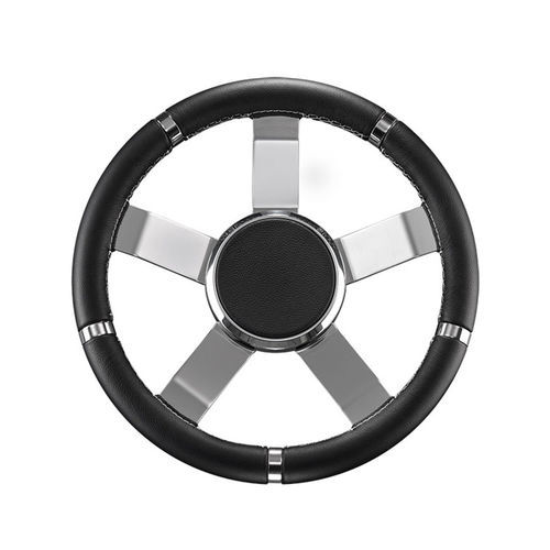 Volante para barco de motor de acero inoxidable - Rigel - Ros Industrie srl - forro de cuero / forro de cuero