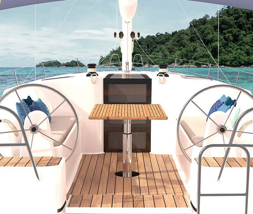 Mesa para barco - Rio - Mia Marin - plegable / ajustable / de teca