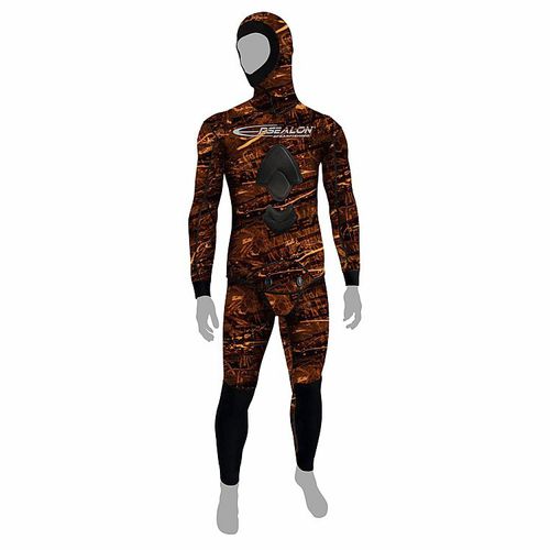 Traje húmedo para pesca submarina - Brown Fusion - EPSEALON - de manga larga / de una pieza / con capucha
