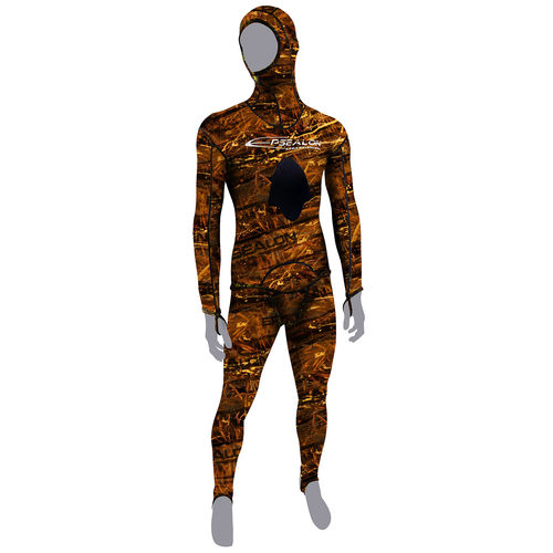 Traje húmedo para pesca submarina - Rash Brown Fusion - EPSEALON - de manga larga / con capucha / de dos piezas