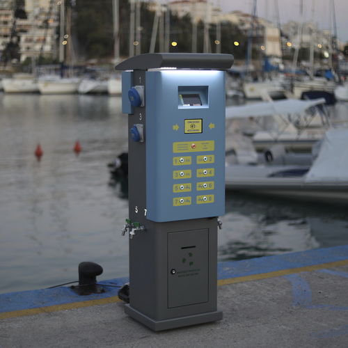 Torreta de suministro de agua - Euripus  - Smartmarinas - de suministro eléctrico / para pantalán / de acero inoxidable