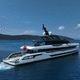 megayate de crucero / raised pilothouse / proa vertical