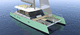 catamarán / con fly / de fibra de vidrio / semi-custom
