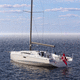 velero de regata y crucero / de crucero / con bauprés / con doble rueda de timón