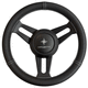 volante para barco de motor forro de cuero / de acero inoxidable / 3 radios / negro