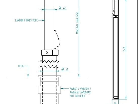 Poste telescópico ajustable para el toldo