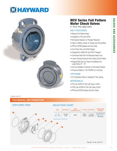 WCV Series Full Pattern Wafer Check Valves