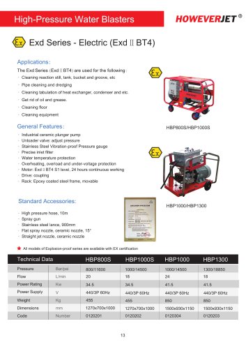 HOWEVERJET HBP800S/HBP1000S,HBP1000/HBP1300