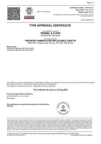 TYPE APPROVAL CERTIFICATE - ORCA 866 - PENNEL & FLIPO