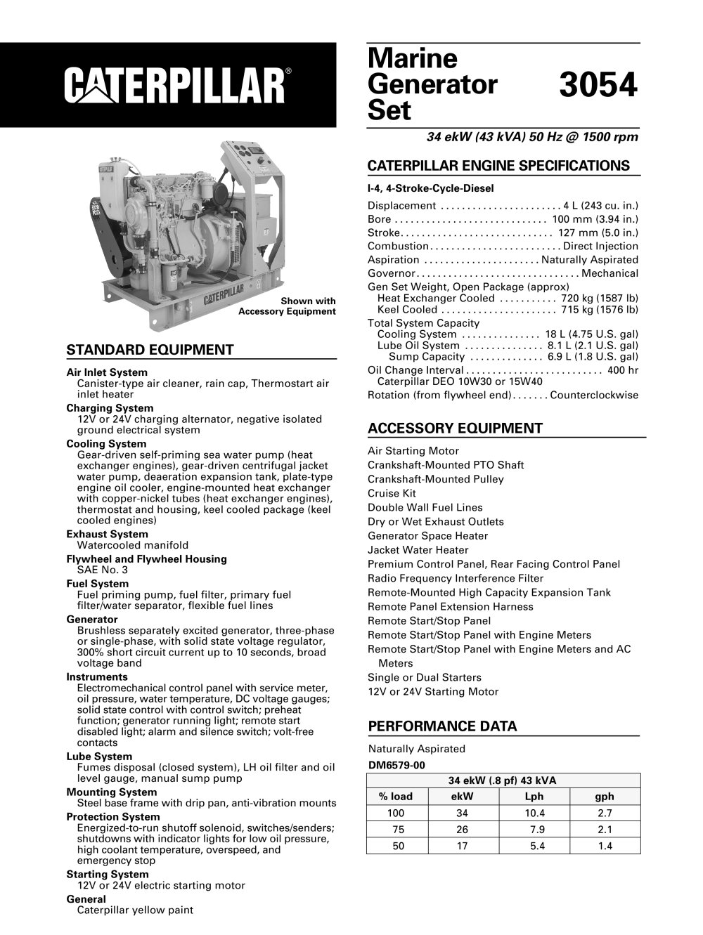 Cat 3054 Genset - Caterpillar Marine Power Systems