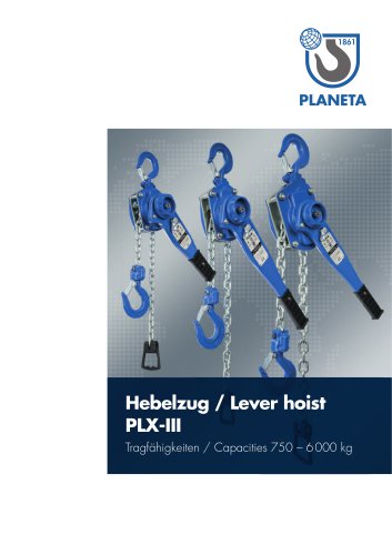 Datasheet lever hoist PLX-III