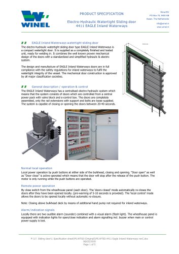 Electro-Hydraulic Watertight Sliding door 4411 EAGLE Inland Waterways