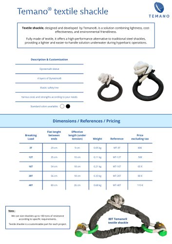 Temano&reg; Textile Shackle Catalogue