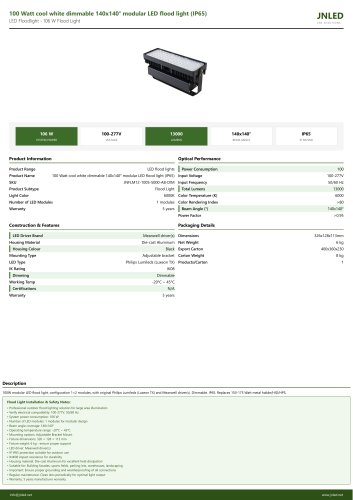 100 Watt cool white dimmable 140x140&deg; modular LED flood light (IP65)