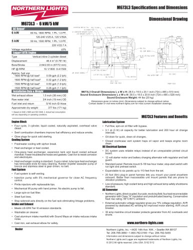 M673L3 - 6/5 kW Northern Lights marine generator