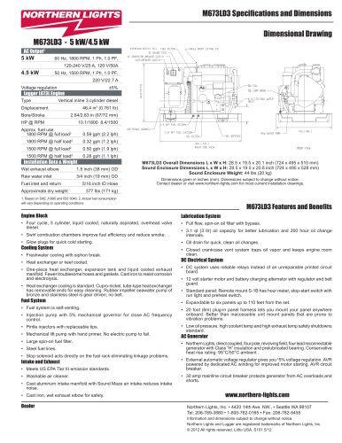 M673LD3- - 5/4.5 kW Northern Lights marine generator