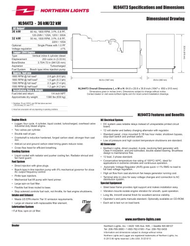 NL944T3 Specifiation Sheet