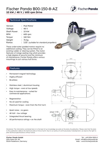 10 kW Pod E-Motor 48 V (600 rpm)