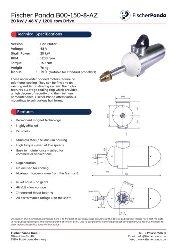 20 kW Pod E-Motor 48 V (1200 rpm)