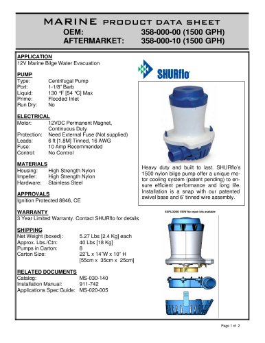 pds-1500 BILGE PUMP 12V 358-000-00