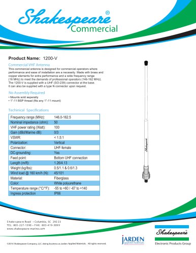 1200-V V-Tronix? VHF Marine Antenna