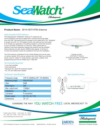 3015 SeaWatch HDTV Antenna