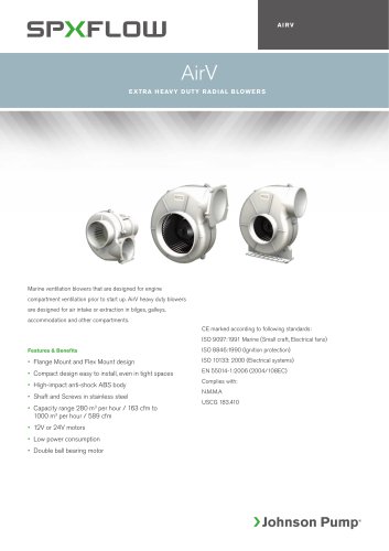 AirV, Marine Ventilation Blowers data sheet