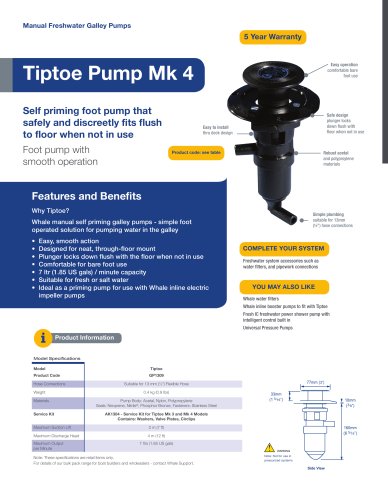 Whale Tiptoe Galley Pump (foot operated)