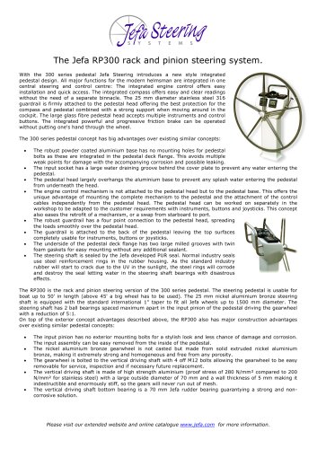 The Jefa RP300 rack and pinion steering system