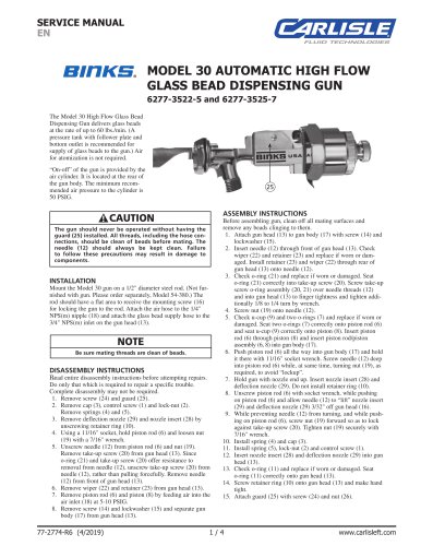 MODEL 30 AUTOMATIC HIGH FLOW GLASS BEAD DISPENSING GUN