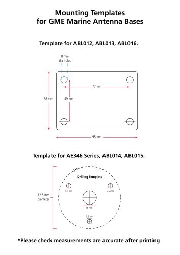 Mounting Templates for GME Marine Antenna Bases