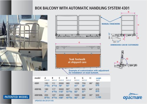 Box balcony model 4301 and 4302