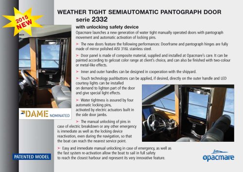 weather tight semiautomatic pantograph door serie 2332